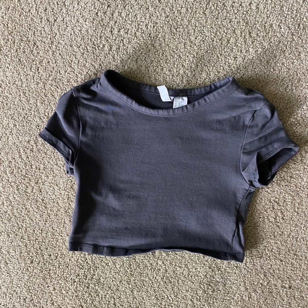 GRAY CROPPED TOP